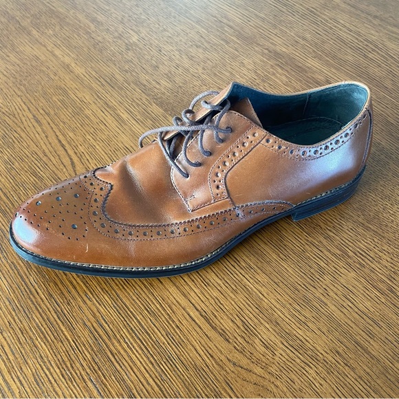 Stacy Adams Garrison Wing-Tip Oxfords Cognac Brown Tan - Picture 6 of 15